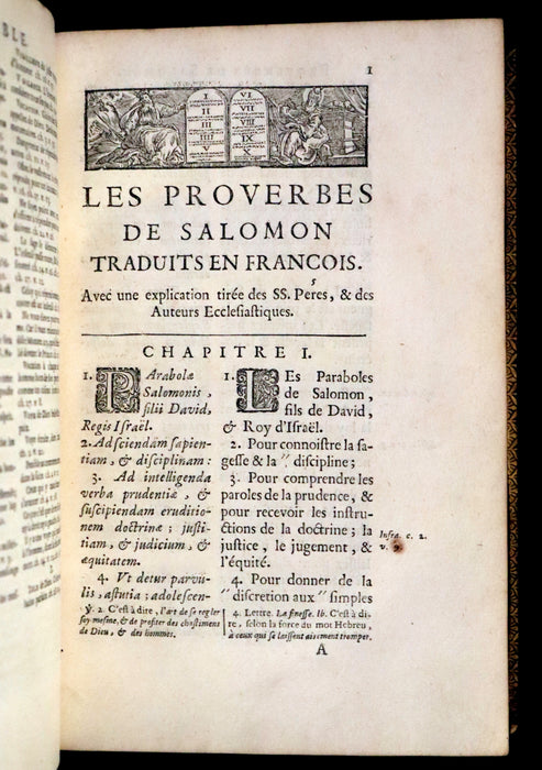 1681 Rare Latin French Book Bible - The Book of Proverbs - Les Proverbes de Salomon.