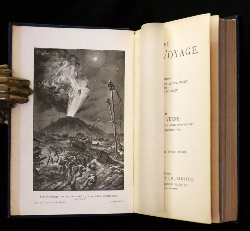 1910 Rare Book - JULES VERNE - The Moon Voyage: Containing "From the Earth to the Moon" and "Round the Moon".