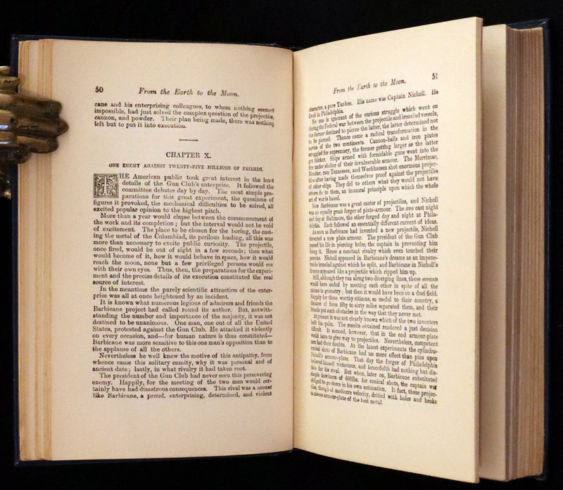 1910 Rare Book - JULES VERNE - The Moon Voyage: Containing "From the Earth to the Moon" and "Round the Moon".