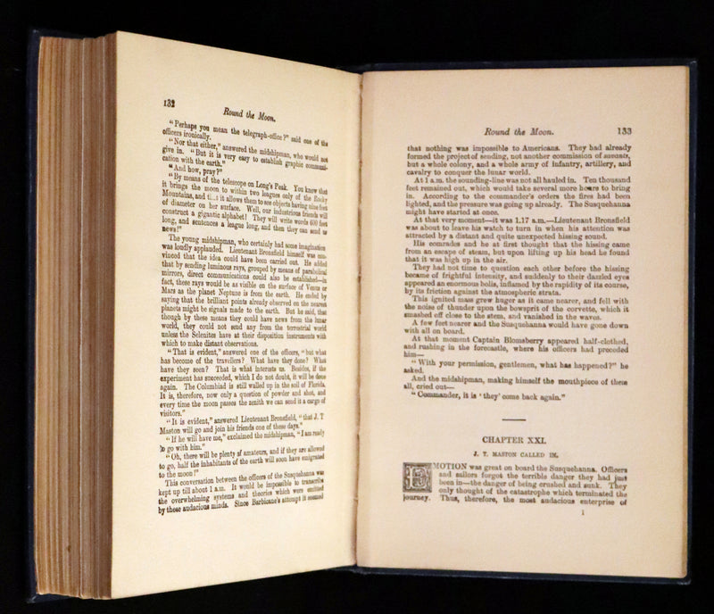 1910 Rare Book - JULES VERNE - The Moon Voyage: Containing "From the Earth to the Moon" and "Round the Moon".