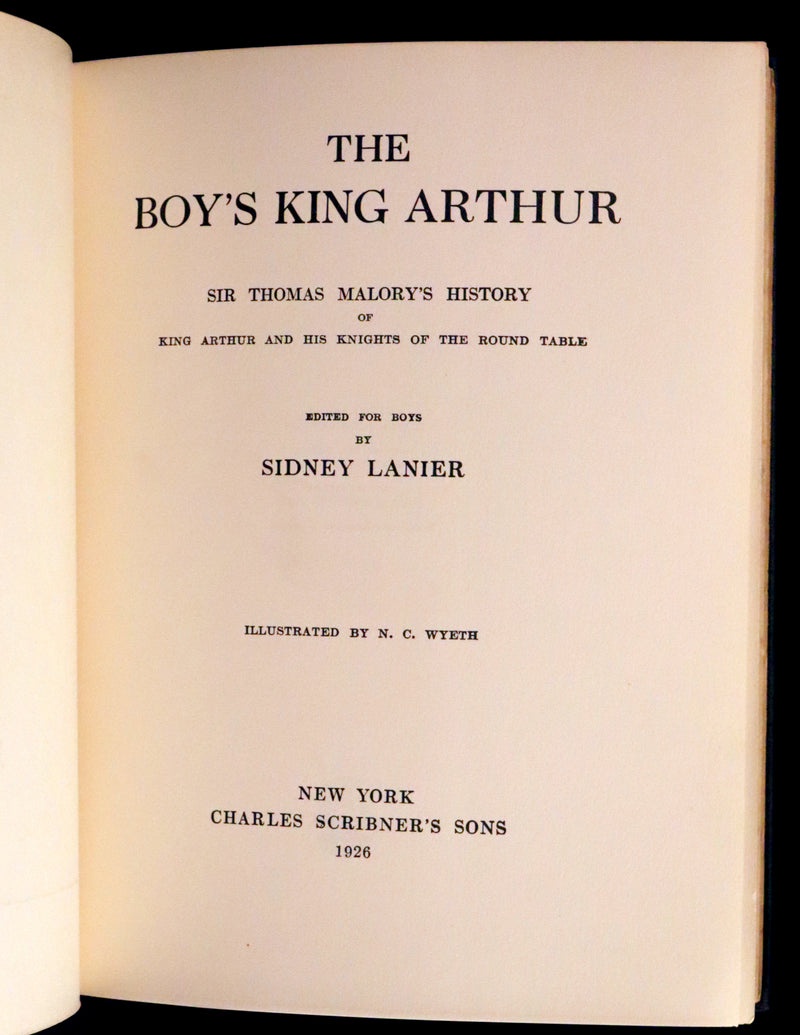 1926 Rare Book with Dust Jacket - The Boy's King Arthur and His Knights of the Round Table illustrated by N. C. Wyeth.