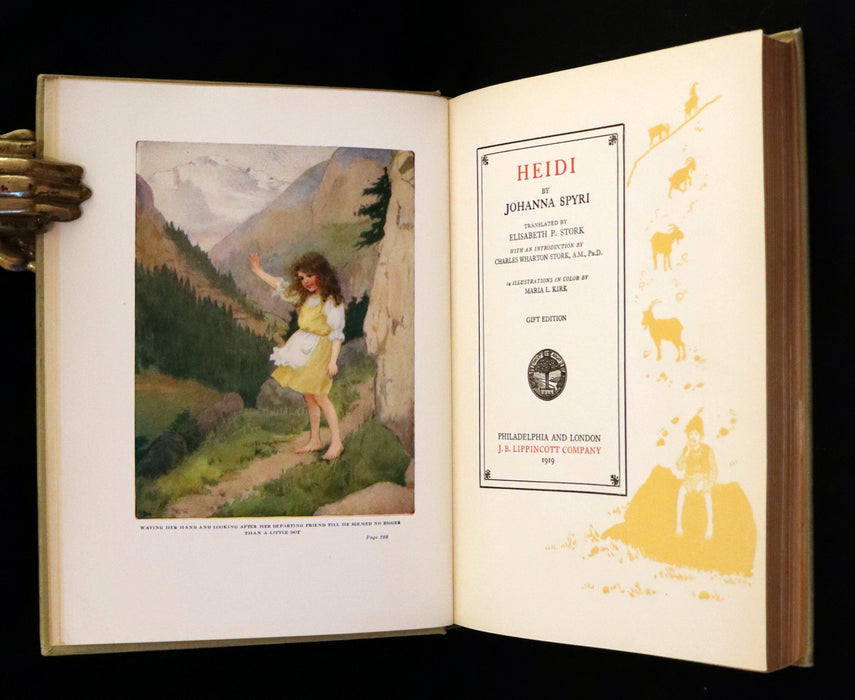 1919 Scarce First Gift Edition - Heidi by Johanna Spyri illustrated in color by Maria L. Kirk.