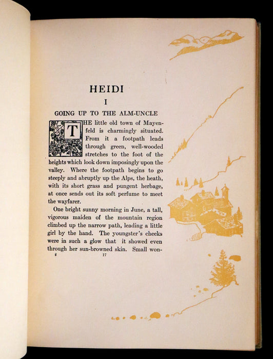 1919 Scarce First Gift Edition - Heidi by Johanna Spyri illustrated in color by Maria L. Kirk.