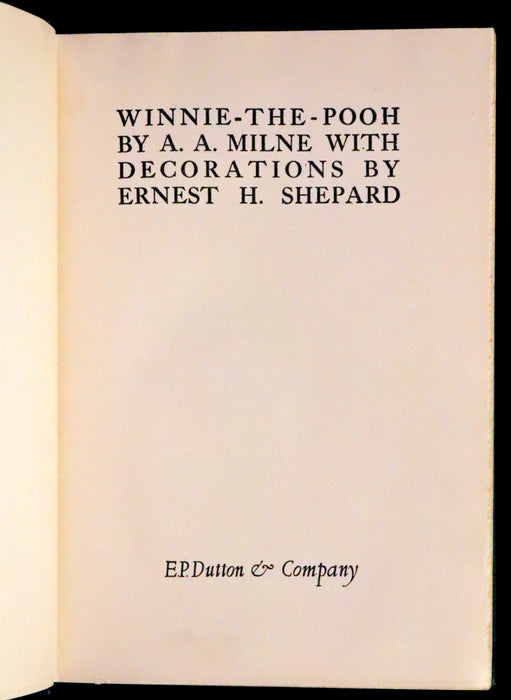 1926 Rare First Edition - Winnie-The-Pooh written by A.A. Milne and Illustrated by Ernest Shepard.