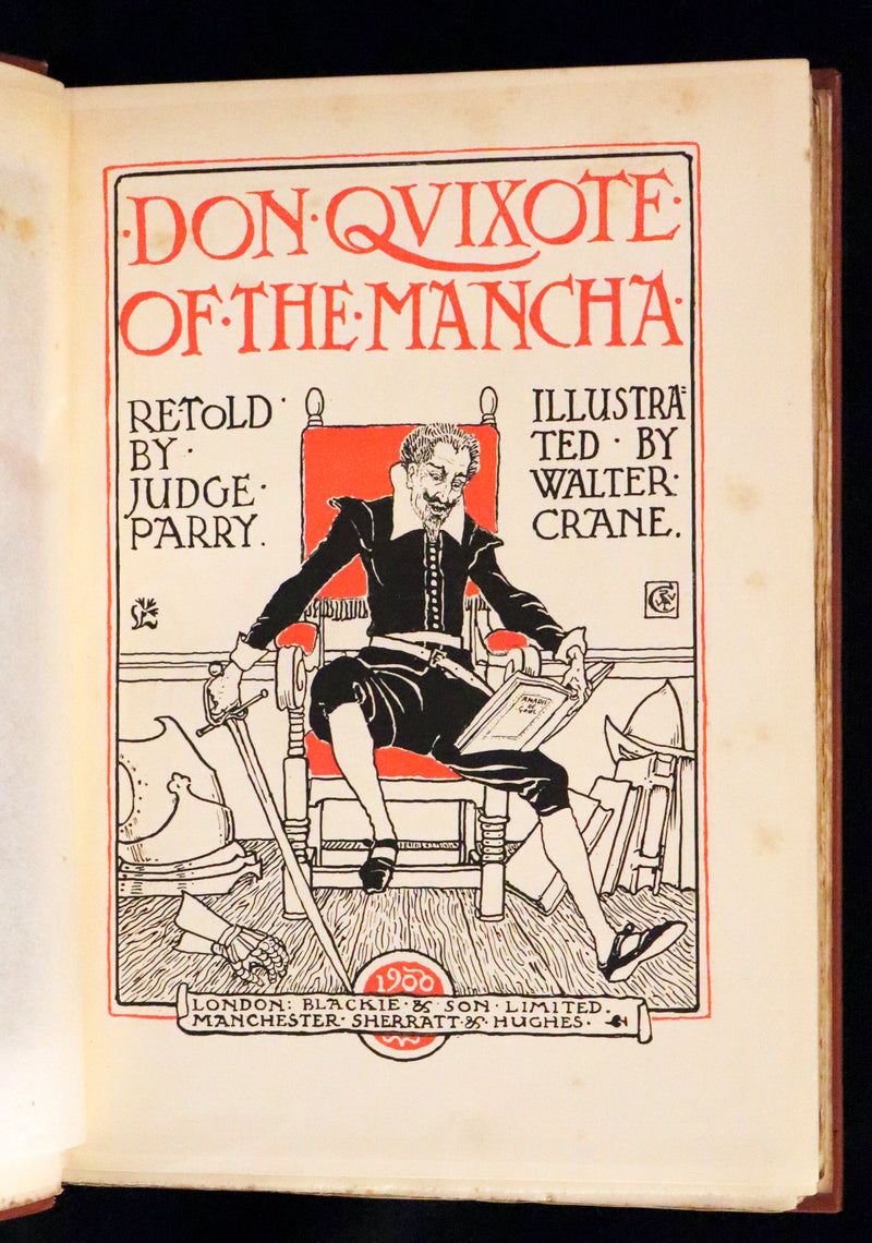 1900 Rare First Edition - Don Quixote De La Mancha by Cervantes illustrated by Walter Crane.