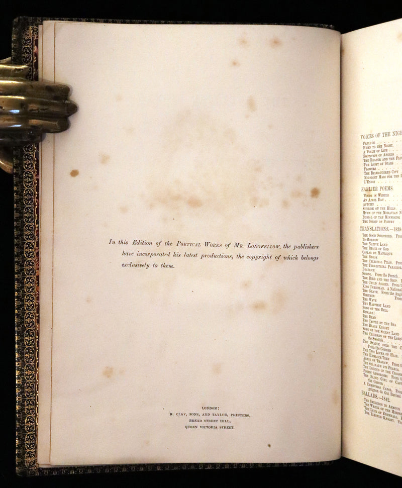1877 Rare Victorian Book - The Poetical Works of Longfellow Illustrated by Sir John Gilbert.