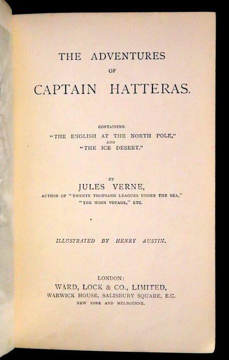 1900 Rare Book - JULES VERNE, Adventures of Captain Hatteras, Containing The English at the North Pole and The Ice Desert.