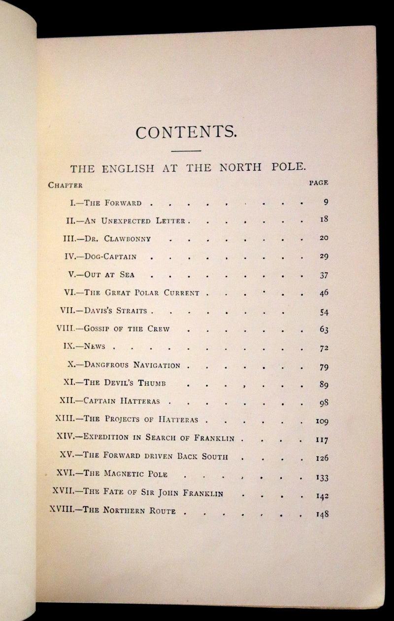 1900 Rare Book - JULES VERNE, Adventures of Captain Hatteras, Containing The English at the North Pole and The Ice Desert.
