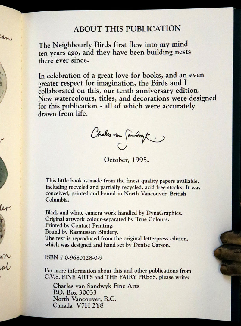 1995 Scarce Anniversary Edition - A Selection of Neighbourly Birds of the New World (Canada) by Charles Van Sandwyk.
