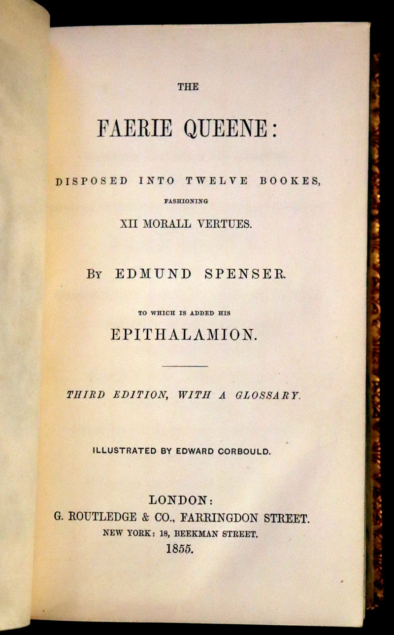 1855 Scarce Book with Fore-Edge Painting - The Faerie Queene by Edmund Spenser, Illustrated by Corbould.