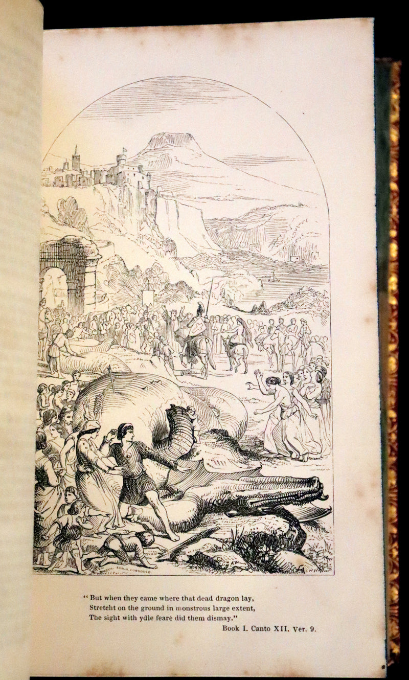 1855 Scarce Book with Fore-Edge Painting - The Faerie Queene by Edmund Spenser, Illustrated by Corbould.