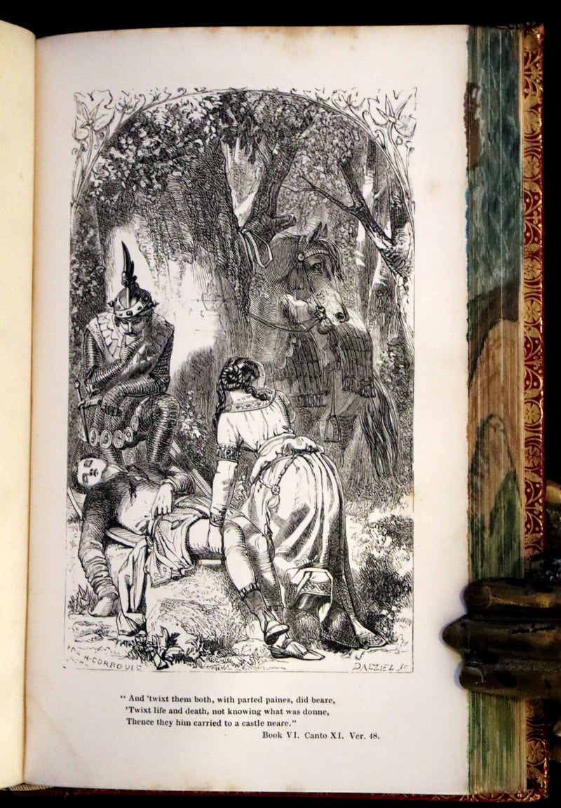 1855 Scarce Book with Fore-Edge Painting - The Faerie Queene by Edmund Spenser, Illustrated by Corbould.