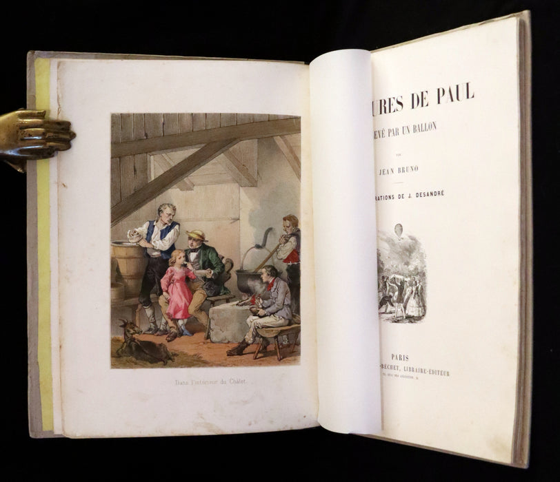 1870 Rare French Ballooning Book - Adventures of Paul Abducted by a Balloon (Aventures de Paul enlevé par un ballon).