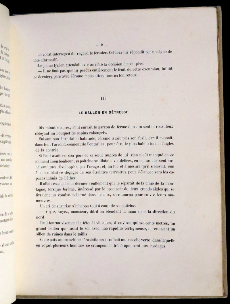 1870 Rare French Ballooning Book - Adventures of Paul Abducted by a Balloon (Aventures de Paul enlevé par un ballon).