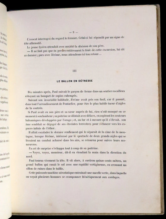 1870 Rare French Ballooning Book - Adventures of Paul Abducted by a Balloon (Aventures de Paul enlevé par un ballon).