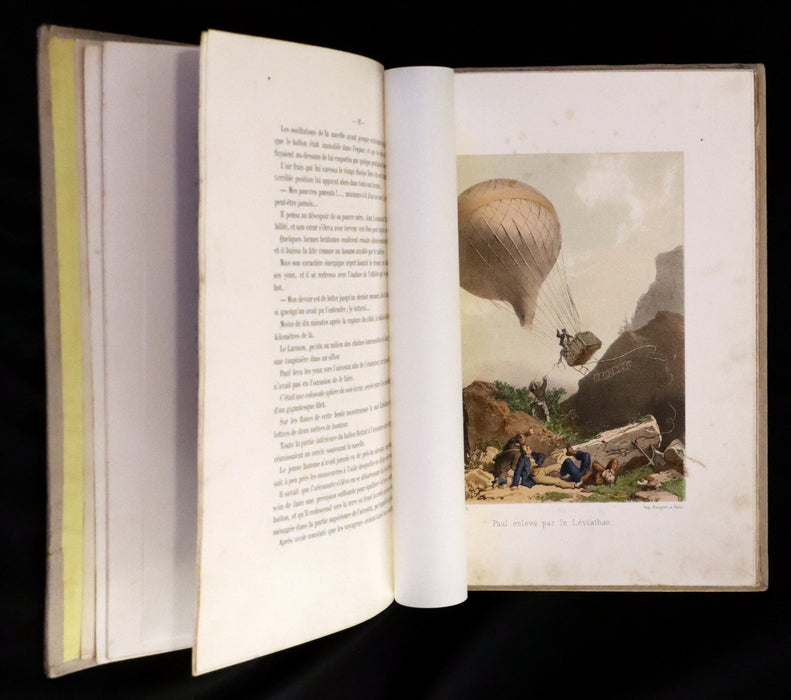 1870 Rare French Ballooning Book - Adventures of Paul Abducted by a Balloon (Aventures de Paul enlevé par un ballon).