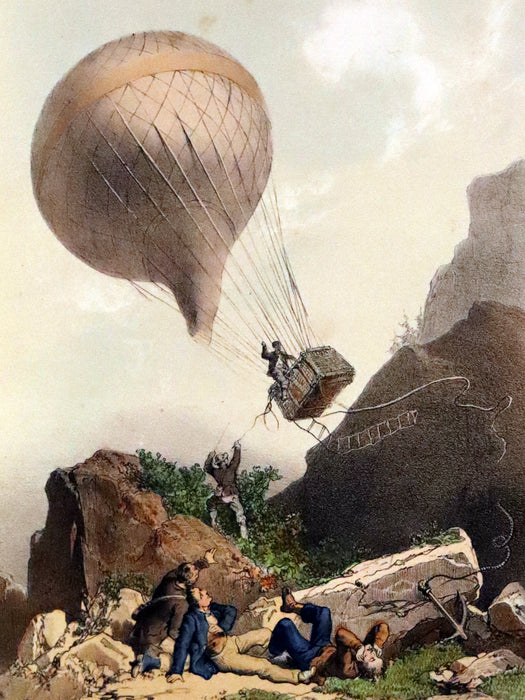 1870 Rare French Ballooning Book - Adventures of Paul Abducted by a Balloon (Aventures de Paul enlevé par un ballon).