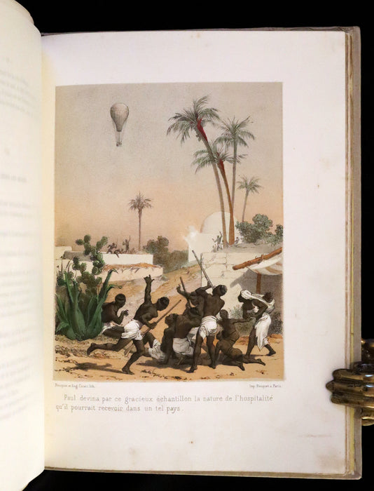 1870 Rare French Ballooning Book - Adventures of Paul Abducted by a Balloon (Aventures de Paul enlevé par un ballon).