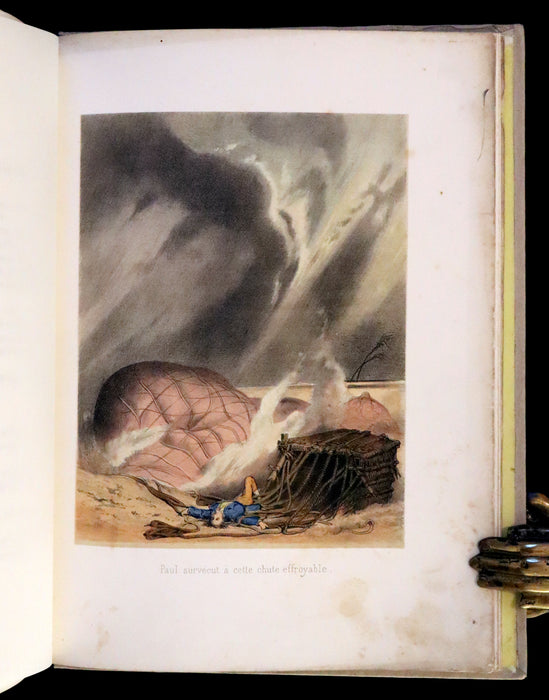 1870 Rare French Ballooning Book - Adventures of Paul Abducted by a Balloon (Aventures de Paul enlevé par un ballon).