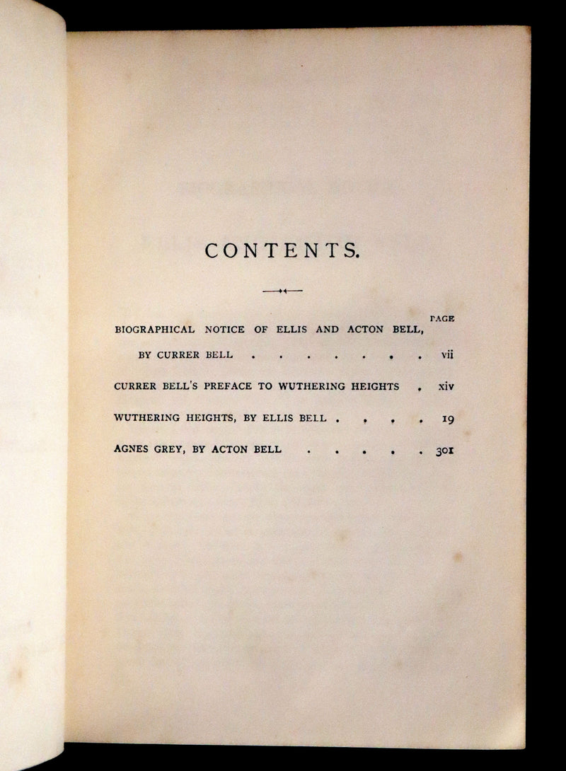 1889 Rare Victorian Book - Wuthering Heights by Emily Brontë and Agnes Grey by Anne Brontë.