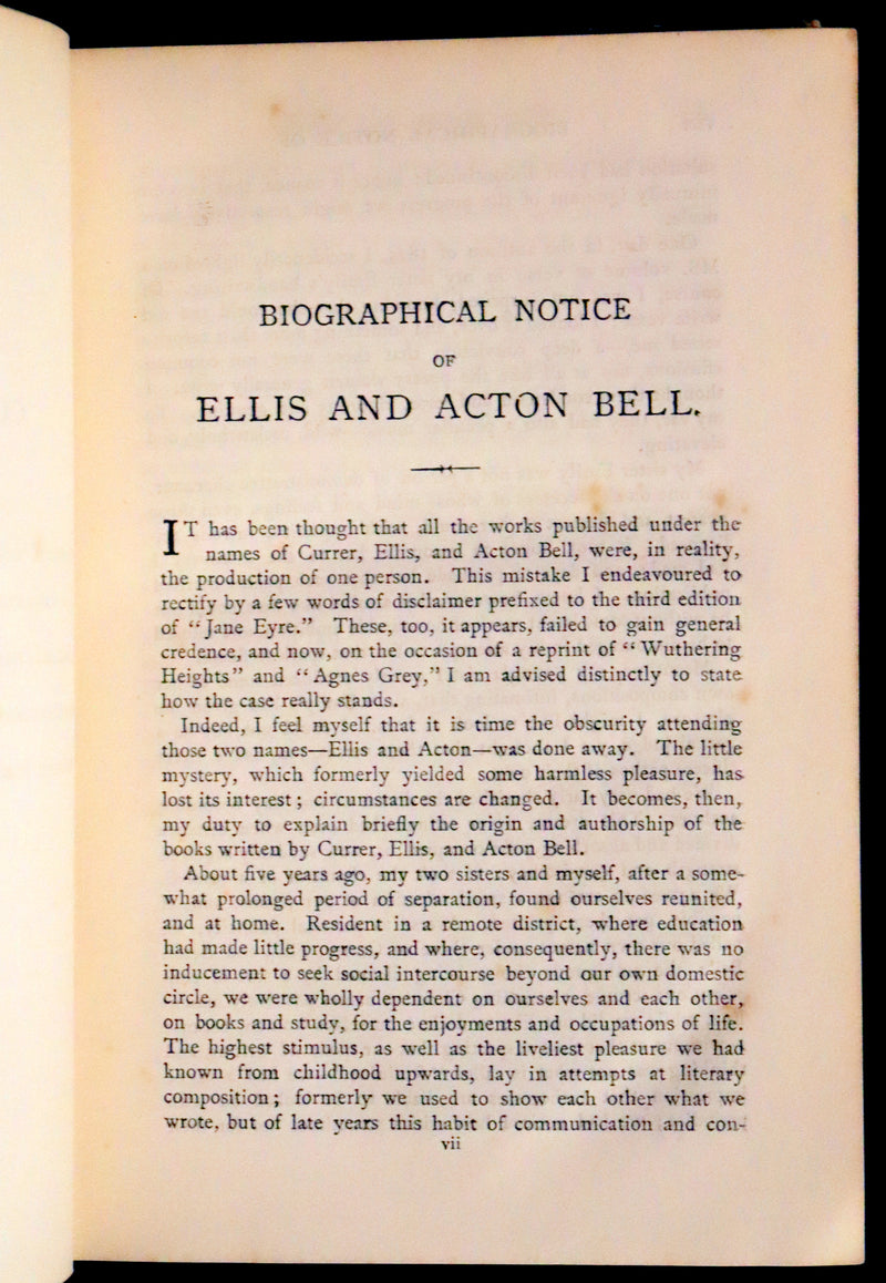 1889 Rare Victorian Book - Wuthering Heights by Emily Brontë and Agnes Grey by Anne Brontë.