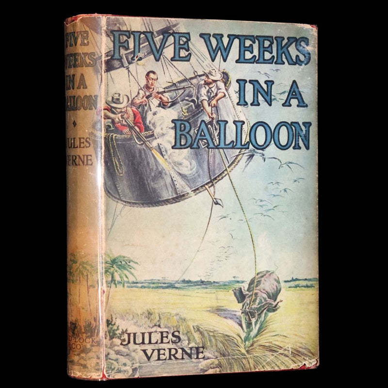 1921 Rare Book in Dust Jacket - Five Weeks in a Balloon by Jules Verne.