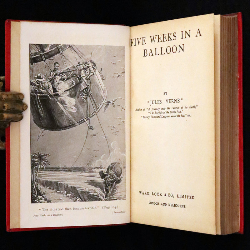 1921 Rare Book in Dust Jacket - Five Weeks in a Balloon by Jules Verne.
