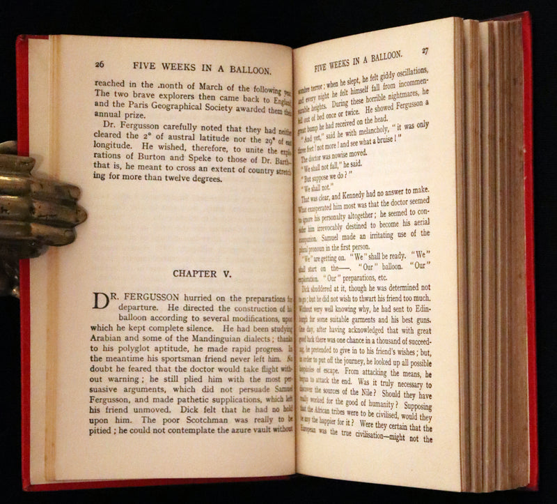 1921 Rare Book in Dust Jacket - Five Weeks in a Balloon by Jules Verne.