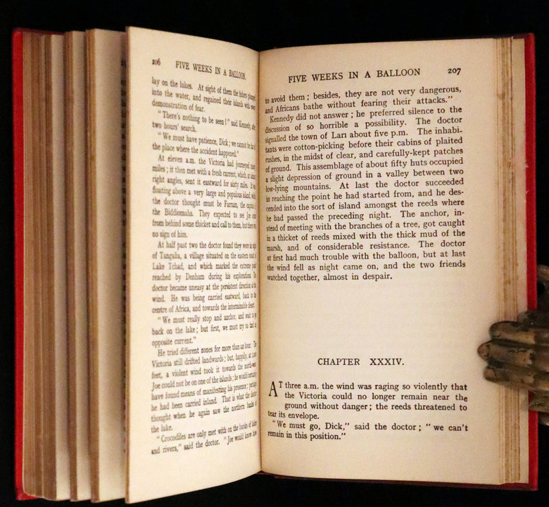 1921 Rare Book in Dust Jacket - Five Weeks in a Balloon by Jules Verne.