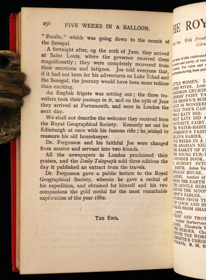 1921 Rare Book in Dust Jacket - Five Weeks in a Balloon by Jules Verne.