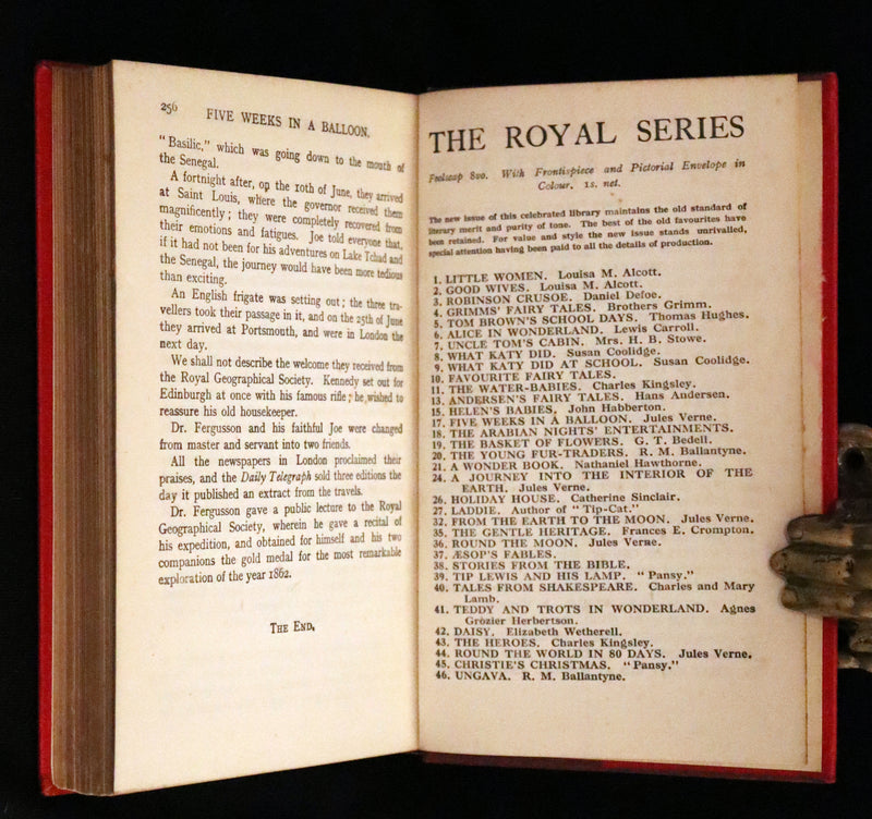 1921 Rare Book in Dust Jacket - Five Weeks in a Balloon by Jules Verne.