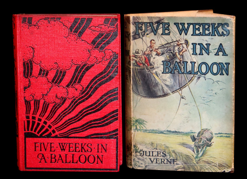 1921 Rare Book in Dust Jacket - Five Weeks in a Balloon by Jules Verne.