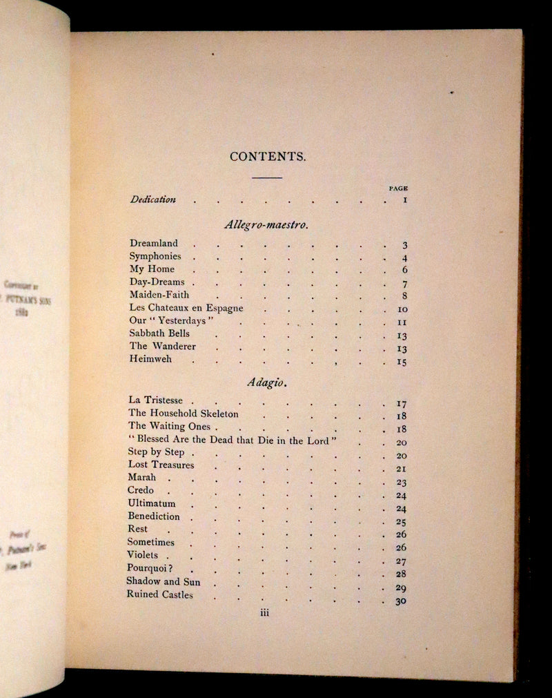1882 Scarce First Edition - A Symphony in Dreamland by Alice E. Lord.