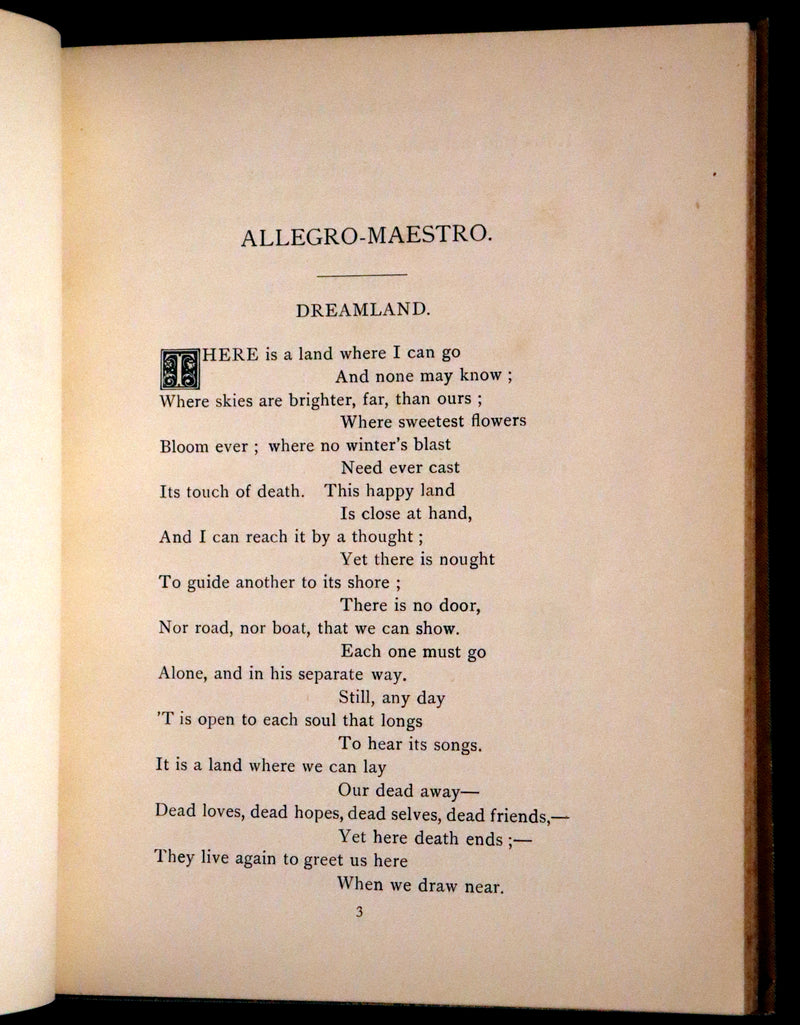 1882 Scarce First Edition - A Symphony in Dreamland by Alice E. Lord.