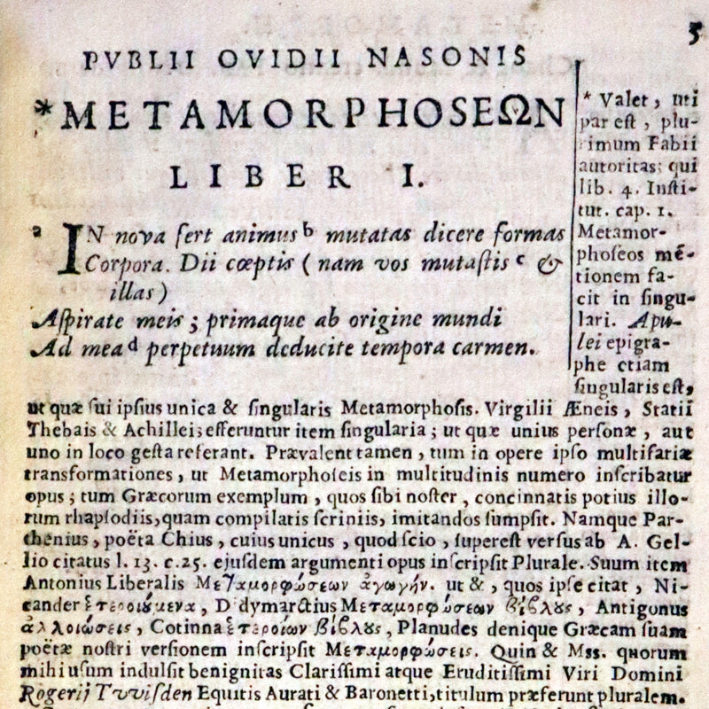 1668 Rare Latin Book - OVID's Metamorphoses - Metamorphoseon libri XV cum notis Farnabii.