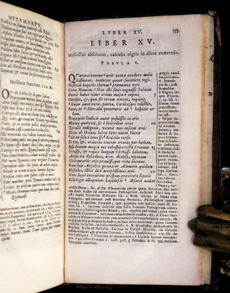 1668 Rare Latin Book - OVID's Metamorphoses - Metamorphoseon libri XV cum notis Farnabii.
