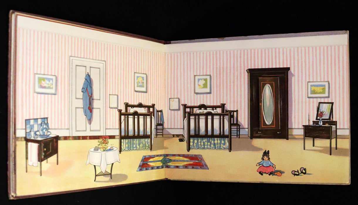 1921 Rare First Edition - My Dolly's Home, Interactive Dollhouse Book by Margarethe Stannard.