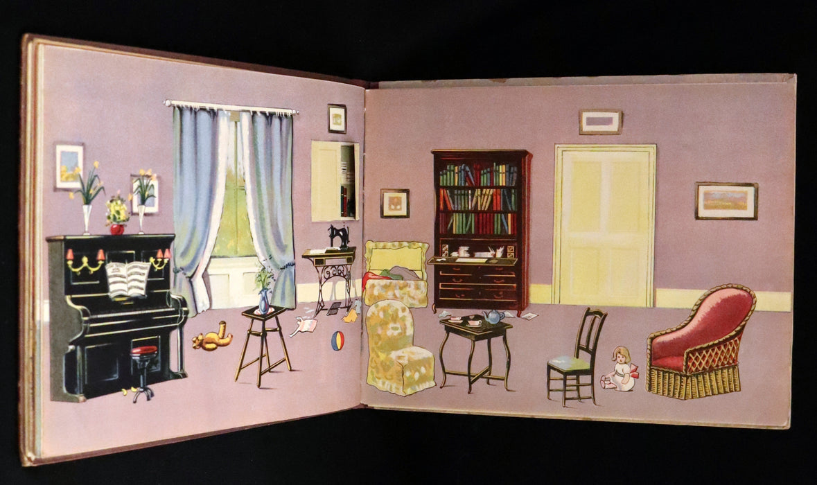 1921 Rare First Edition - My Dolly's Home, Interactive Dollhouse Book by Margarethe Stannard.