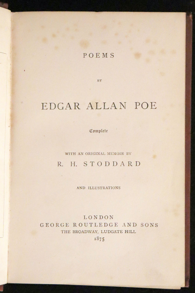 1875 Rare Victorian Edition - Complete Poems by Edgar Allan POE (The Raven, Lenore, Ulalume, ...).