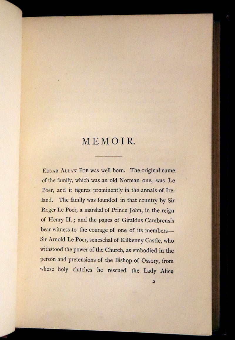 1875 Rare Victorian Edition - Complete Poems by Edgar Allan POE (The Raven, Lenore, Ulalume, ...).