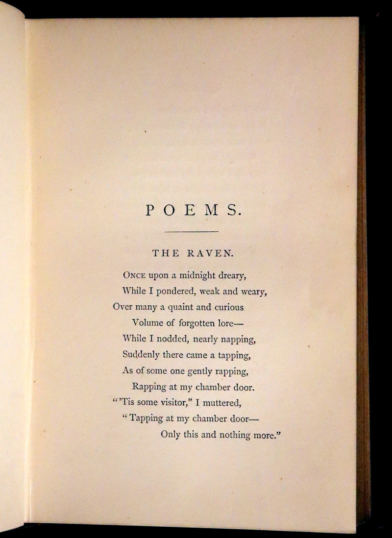 1875 Rare Victorian Edition - Complete Poems by Edgar Allan POE (The Raven, Lenore, Ulalume, ...).