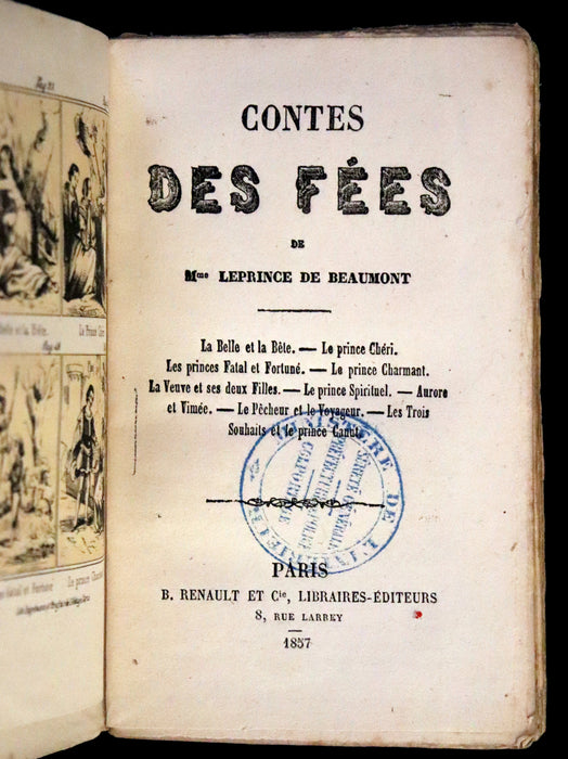 1857 Scarce French Book - Contes des Fées, Fairy Tales including Beauty and the Beast by Madame Leprince de Beaumont.