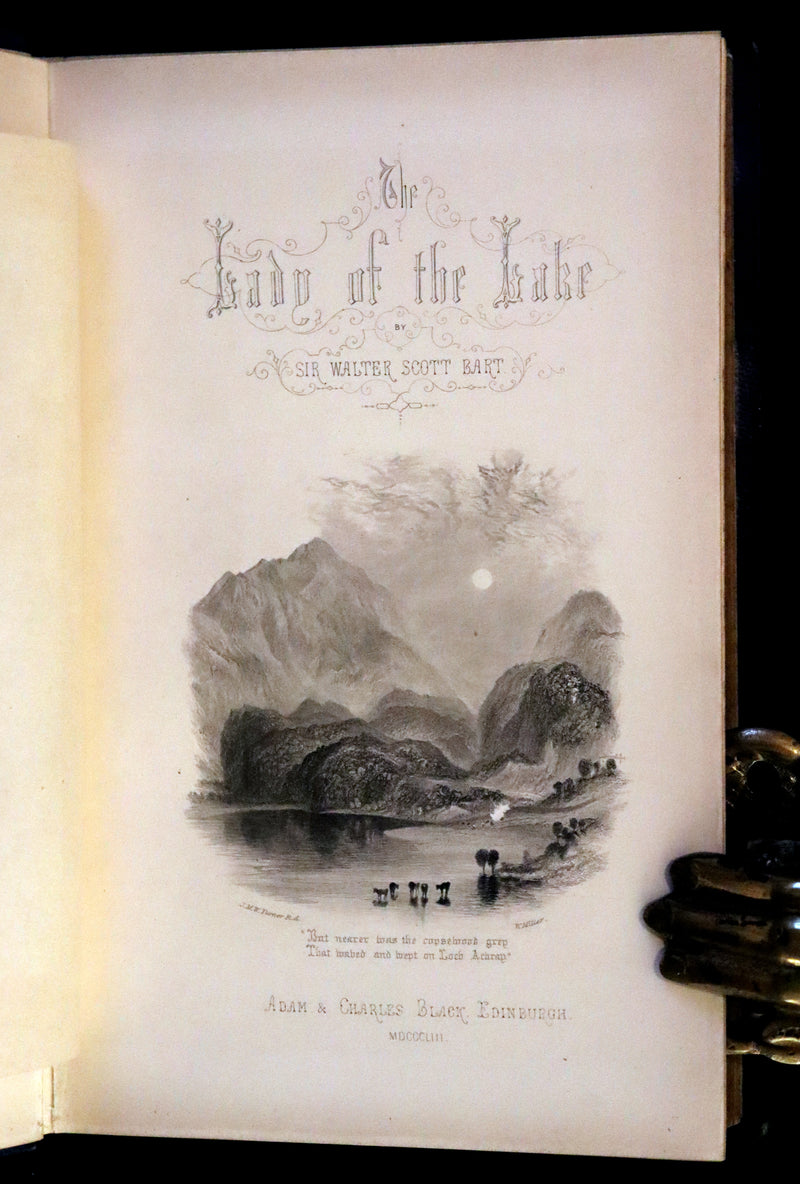 1853 Rare Book - Lady of the Lake by Sir Walter Scott, Illustrated by Birket Foster and John Gilbert.