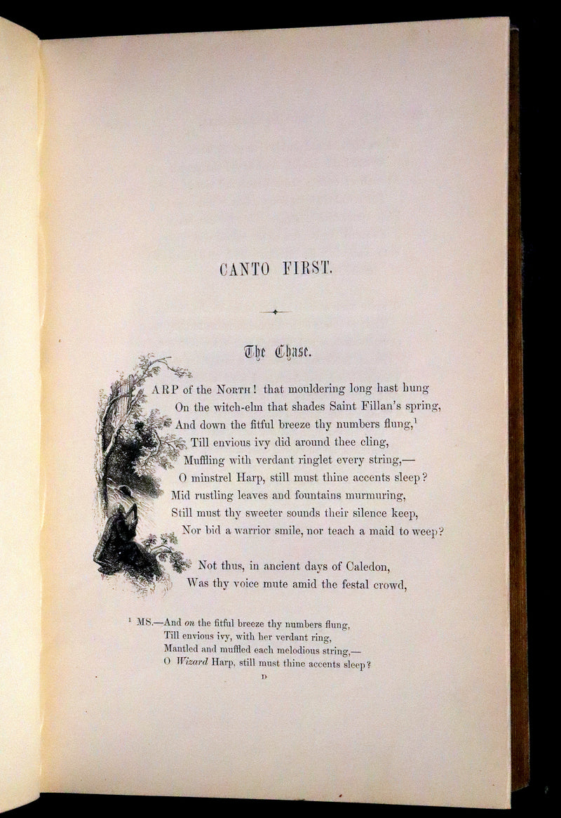 1853 Rare Book - Lady of the Lake by Sir Walter Scott, Illustrated by Birket Foster and John Gilbert.