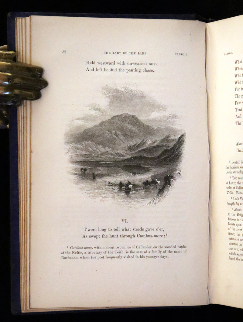 1853 Rare Book - Lady of the Lake by Sir Walter Scott, Illustrated by Birket Foster and John Gilbert.