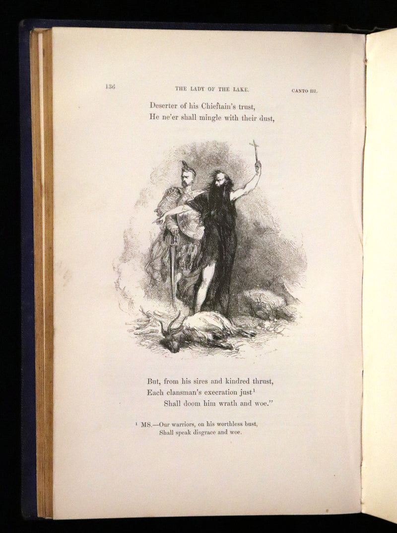 1853 Rare Book - Lady of the Lake by Sir Walter Scott, Illustrated by Birket Foster and John Gilbert.