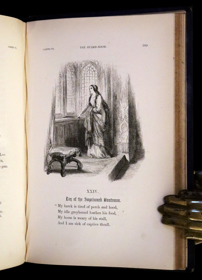 1853 Rare Book - Lady of the Lake by Sir Walter Scott, Illustrated by Birket Foster and John Gilbert.