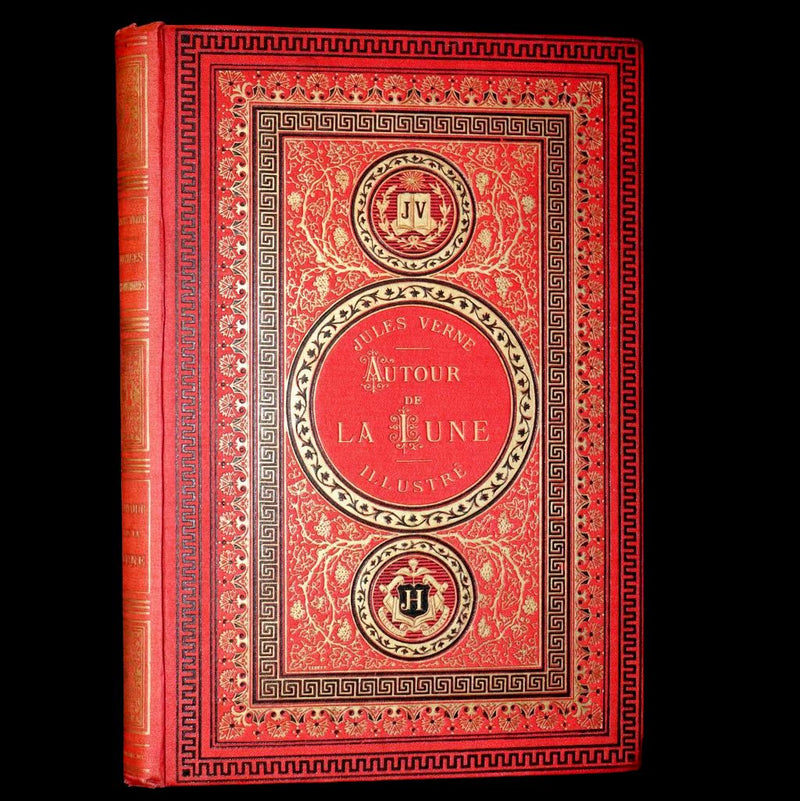 1880 Rare French Book - Around the Moon (Autour de la Lune) by Jules Verne. Illustrated.