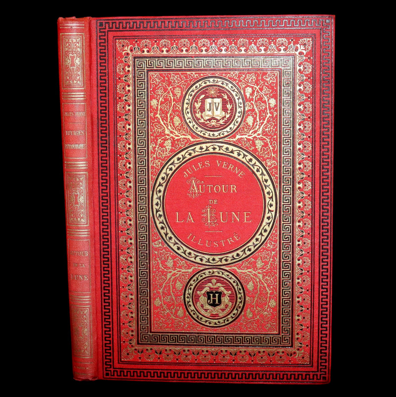 1880 Rare French Book - Around the Moon (Autour de la Lune) by Jules Verne. Illustrated.