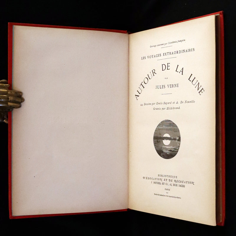 1880 Rare French Book - Around the Moon (Autour de la Lune) by Jules Verne. Illustrated.